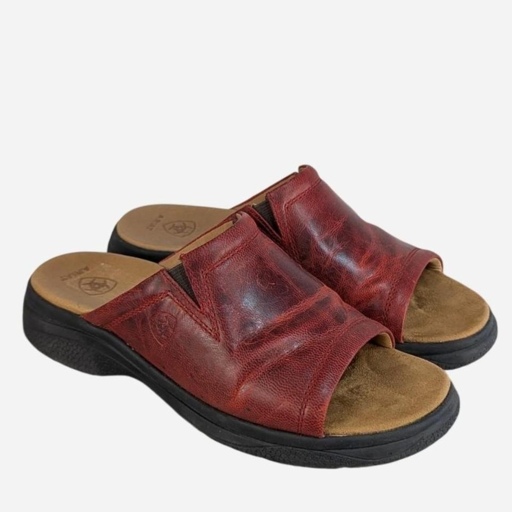 Ariat Bridgeport Burgundy Leather Slide Sandal 7.5 - Picture 8 of 8
